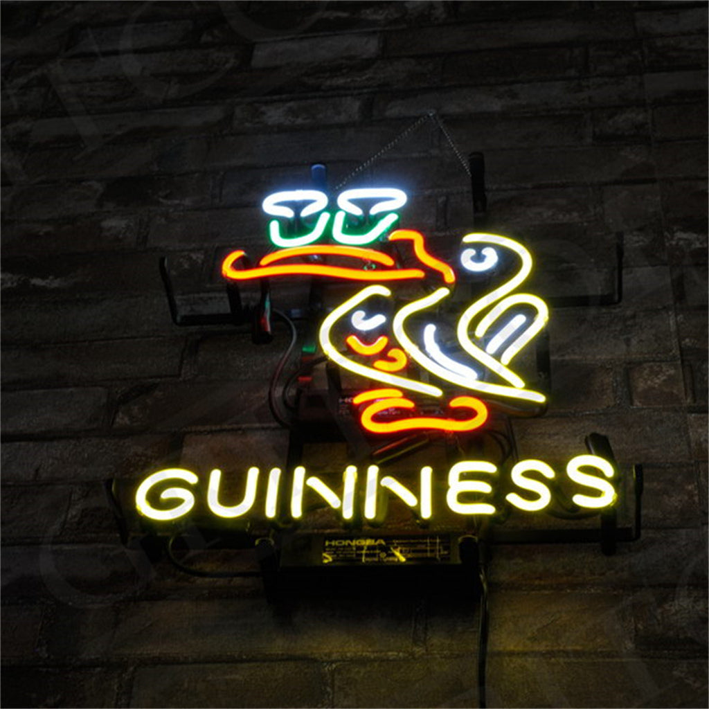 "Bird Toucan Guinness Beer neon sign glass - bright and vibrant logo, perfect for bars, business shop, and man caves."