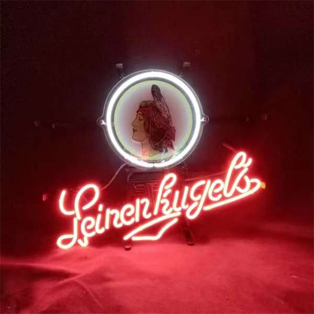 "Chicago Sport Logo and Leinenugel's neon sign glass - bright and vibrant logo, perfect for bars, game rooms, and man caves."