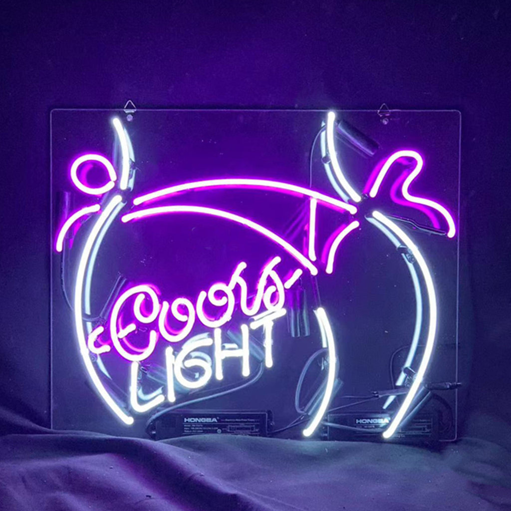 "Sexy Girl Butt Coors Light neon sign glass - bright and vibrant logo, perfect for bars, shops, man caves gift decoration."