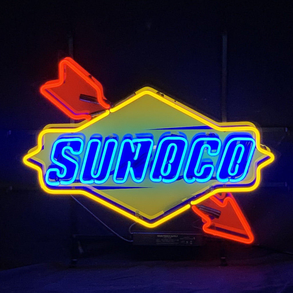 "Sunoco Gasoline Company Logo Neon Sign Light Glass - ideal for enhancing the vintage ambiance of any space."