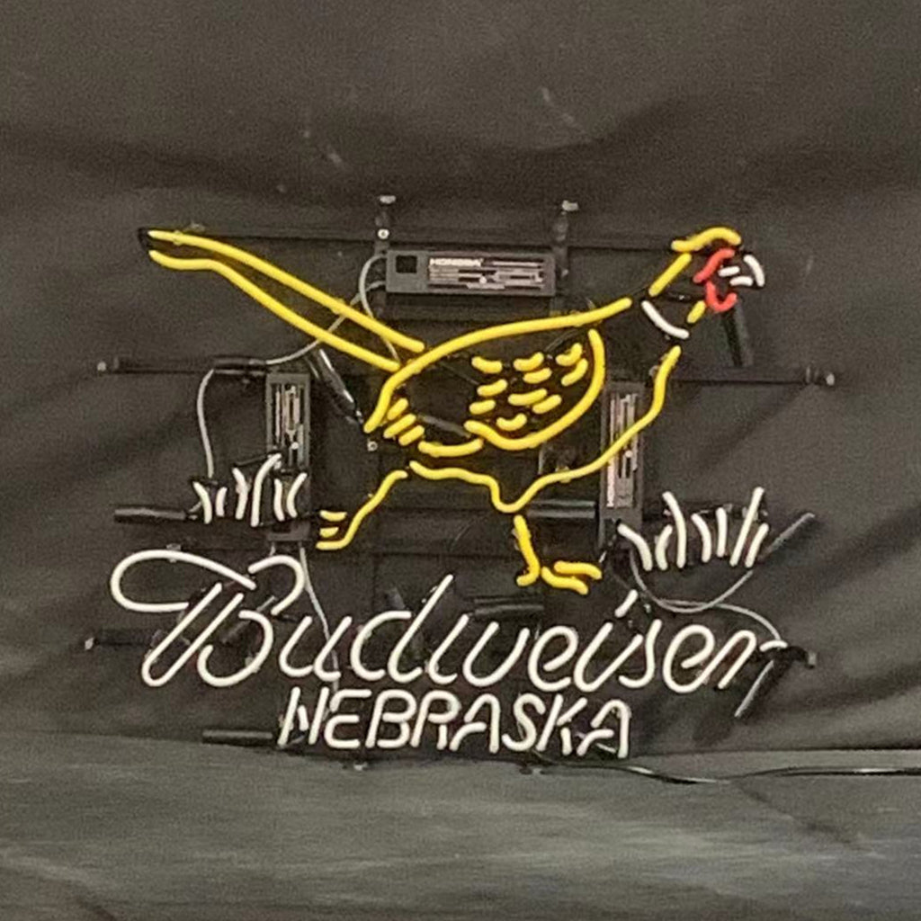 Yellow Pheasant Hunter Budweiser Nebraska Neon Sign Light