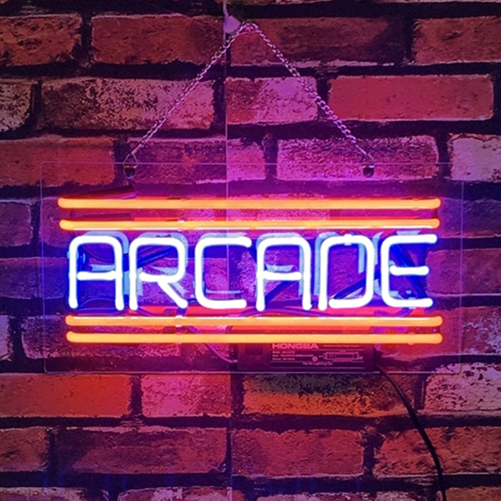 "Arcade neon sign glass- perfect for garages, man caves or bedrooms"