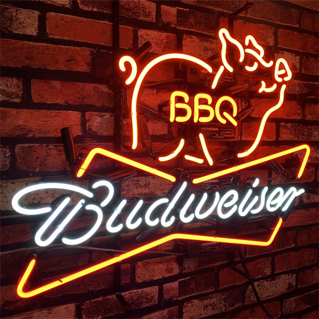 Pig BBQ Budweiser Beer Neon Sign Light