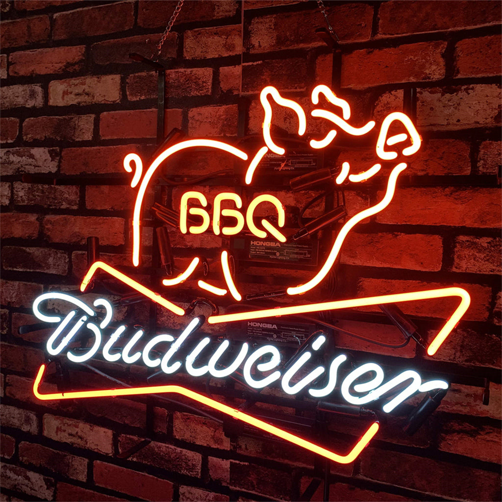 Pig BBQ Budweiser Beer Neon Sign Light