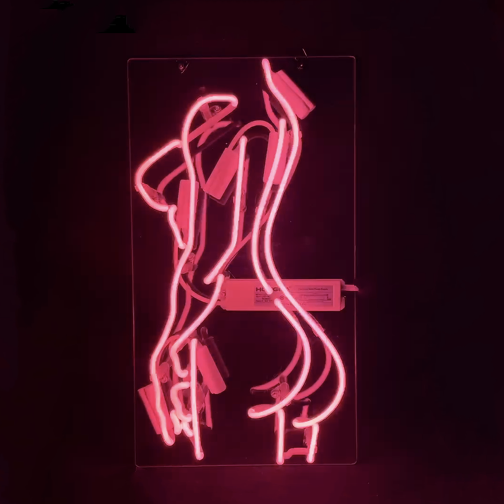 "Beauty live nudes girl pink neon sign glass- perfect for garages, man caves, shop. Eye-catching on wall and window"