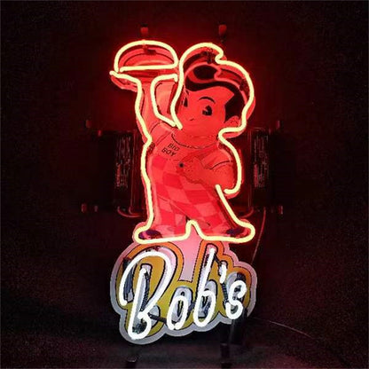 "Bob's Big Boy Red neon sign glass- perfect for garages, man caves or bedrooms"