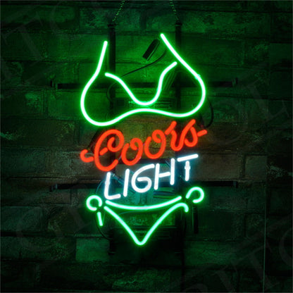 Green Bikini Set Coors Light Neon Signs Light