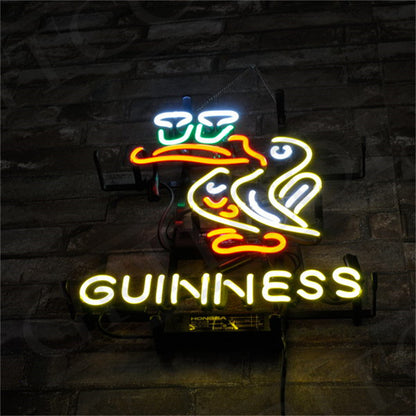 "Bird Toucan Guinness Beer  neon sign glass - bright and vibrant logo, perfect for bars, business shop, and man caves."