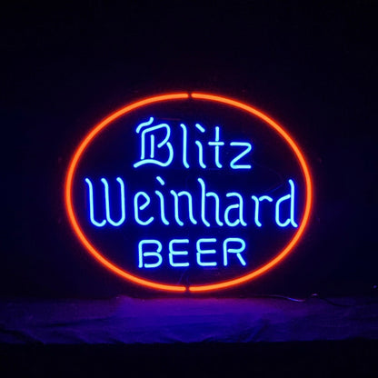  " Blitz Weinhard Beer neon sign glass - bright and vibrant logo, perfect for bars, business shop, and man caves."