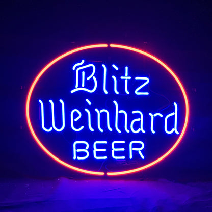 "Blitz Weinhard Beer neon sign glass - bright and vibrant logo, perfect for bars, business shop, and man caves."