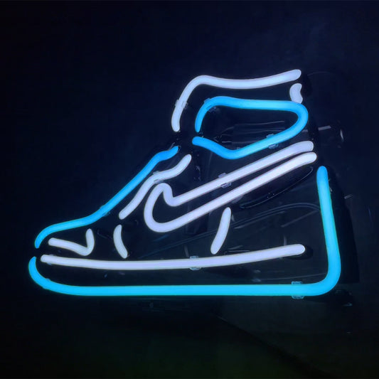 "Nike Sneaker Blue Neon Sign Glass Light-perfect for sneaker collector, man caves, wall. Ideas for gift"