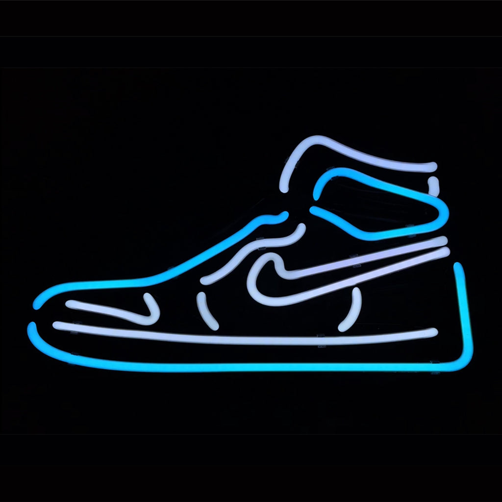 "Nike Sneaker Blue Neon Sign Glass Light-perfect for sneaker collector, man caves, wall. Ideas for gift"