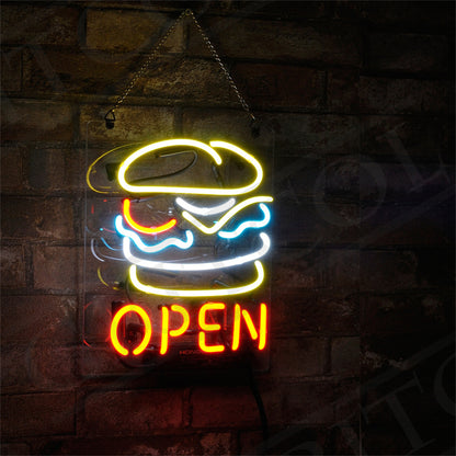 Burger Open Neon Signs