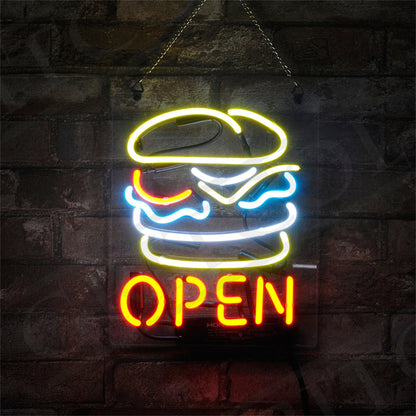 "Burger Open neon signs- perfect for business shop, bars, homes wall night lamp"