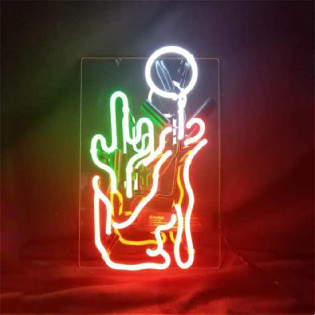 "Cactus Wolf Moon neon sign glass- perfect for garages, man caves, shops. Eye-catching on wall and window"