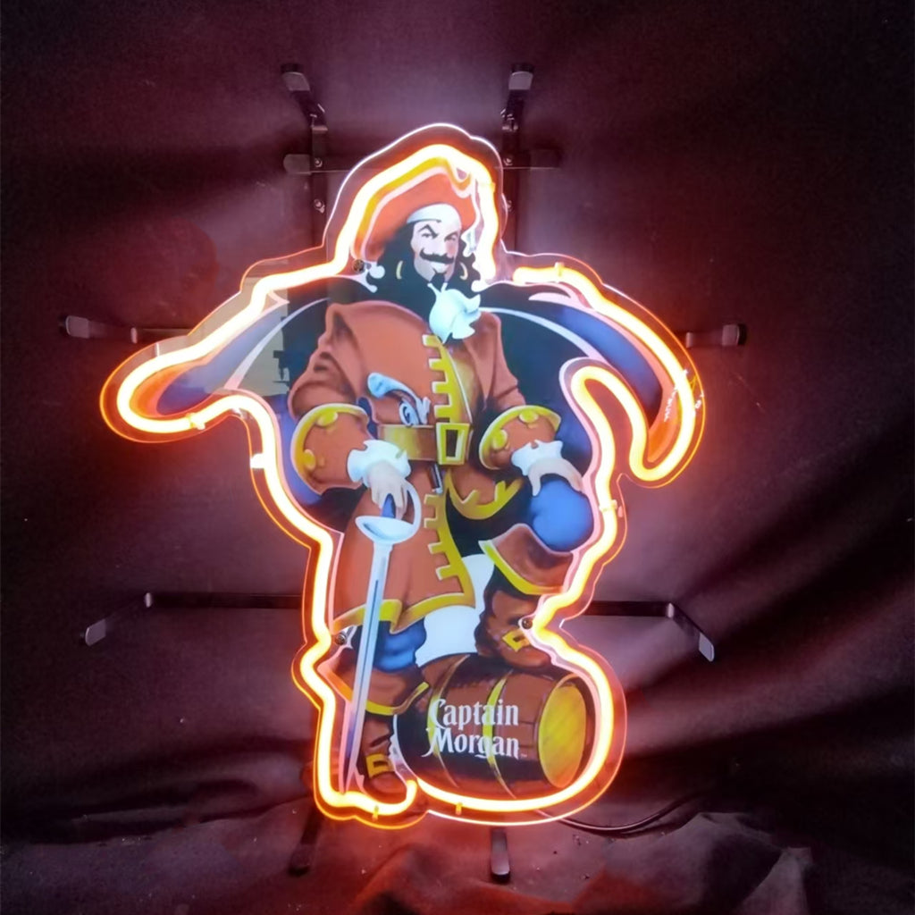 Mogan Sign Captain Morgan Neon Signs Beer Bar Logo Glass with Acrylic Printed ...