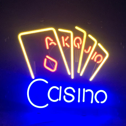 "Casino Poker neon sign glass- perfect for garages, man caves or bedrooms"