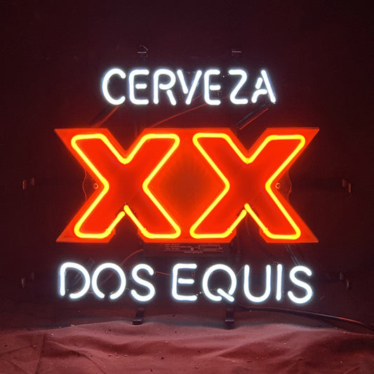 "Cerveza XX Dos Equis neon sign glass - bright and vibrant logo, perfect for bars, shops, man caves gift decoration."s 