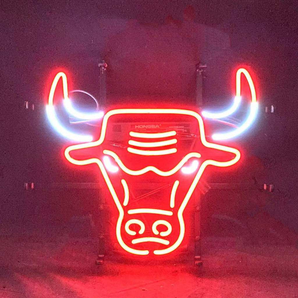 "Chicago Bulls Basketball neon sign glass - vibrant team logo, perfect for bars, game rooms, and fan spaces.”