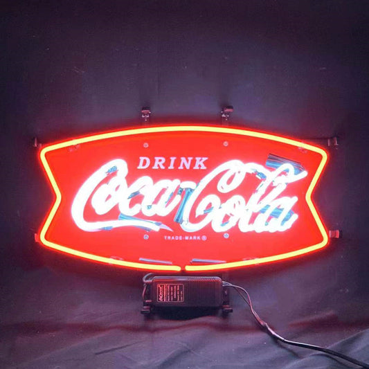 "Drink coco cola soft drink logo neon sign glass - bright and vibrant logo, perfect for bars, business shop, and man caves."