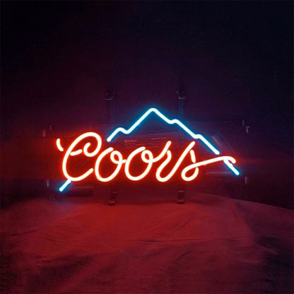 "Coors Light  beer mountain neon sign glass - bright and vibrant logo, perfect for bars, game rooms, and man caves."