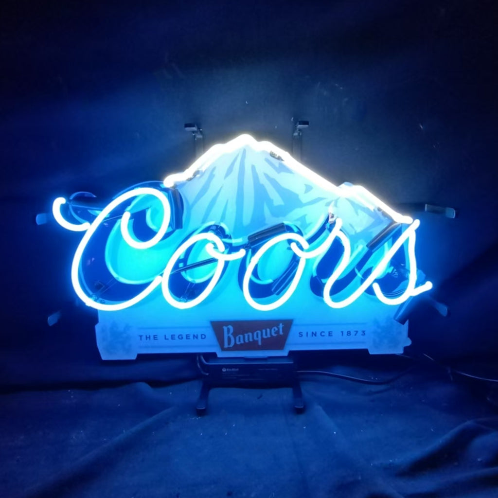 "Coors The Legend Banquet Since 1873 neon sign glass - bright and vibrant logo, perfect for bars, business shop, garage, man caves wall decor."