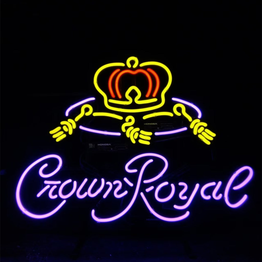 Purple Crown Royal Whiskey Neon Light Sign