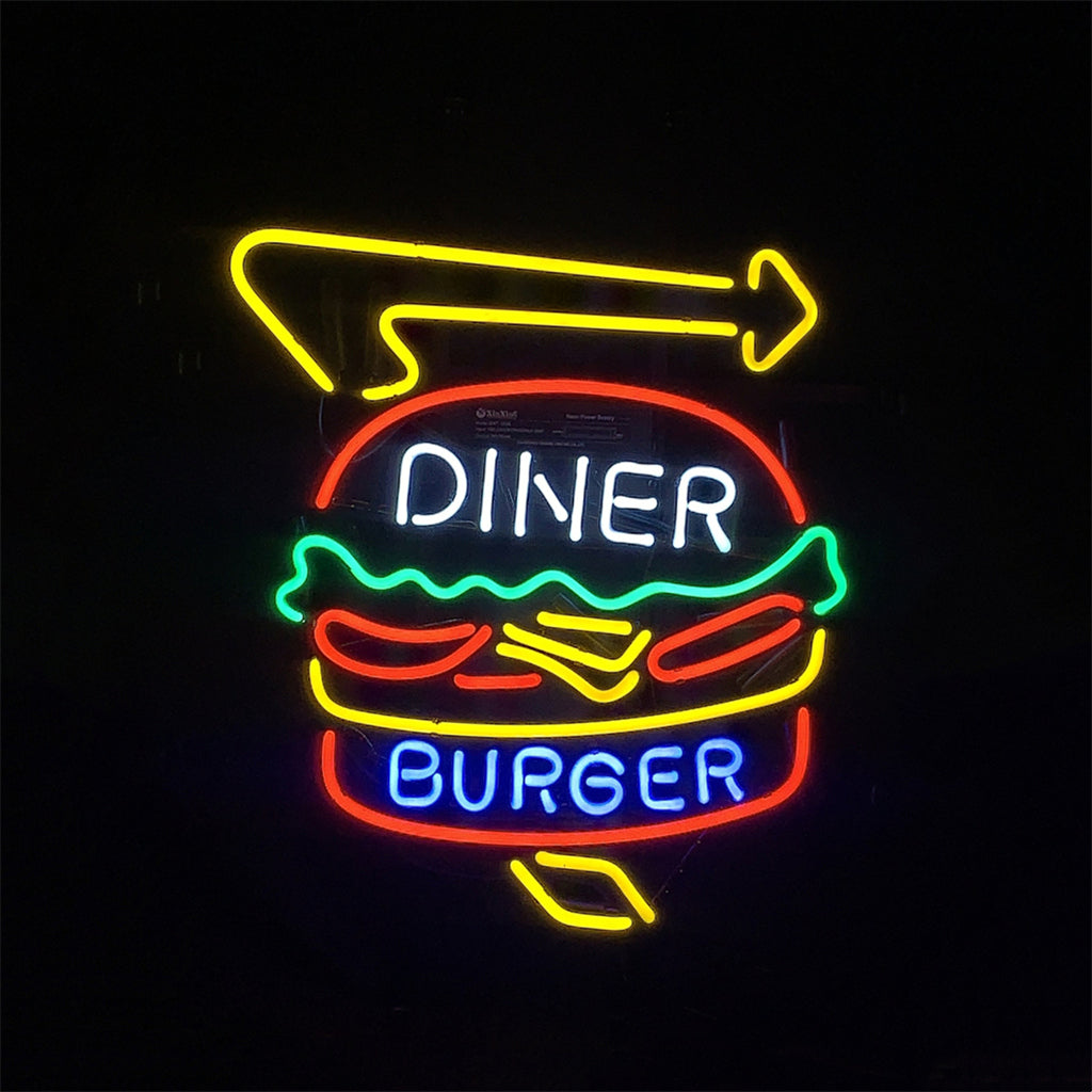 Diner Burger Turn Right Arrow Neon Signs