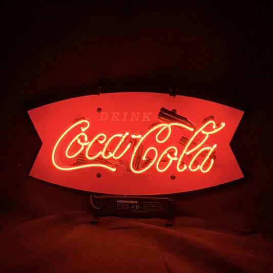 "Drink Coca Cola neon sign glass - bright and vibrant logo, perfect for bars, shops, man caves gift decoration."