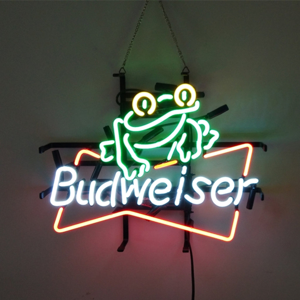 Frog Budweiser Beer Neon Sign Light Glass Bar Shop Wall Art for Gift ...