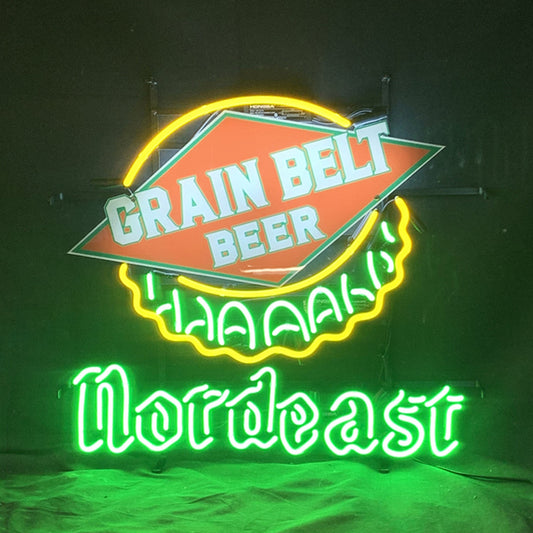 "Acrylic Grain Belt Beer Nordeast neon sign glass - bright and vibrant logo, perfect for bars, shops, man caves gift decoration."