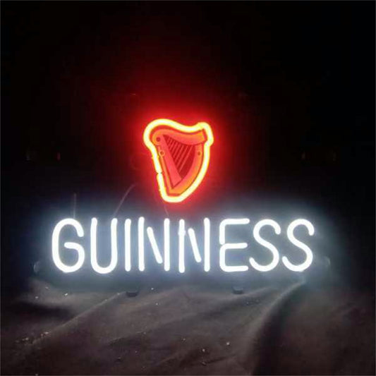 "Guinness with Harp Beer Neon Sign- bright and vibrant logo, perfect for bars, game rooms, and man caves."