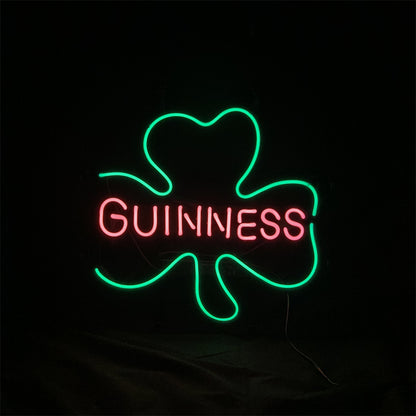 Guinness with Clover Lager Beer Neon Sign Light