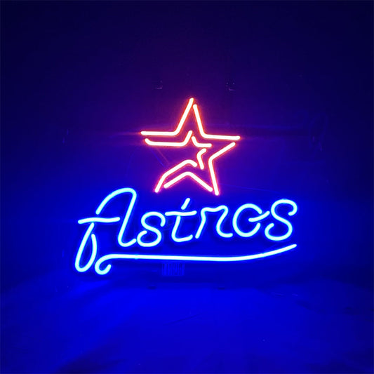 "Houston Astros Sport Logo neon sign glass - vibrant team logo, perfect for sports bars, game rooms, and fan spaces.