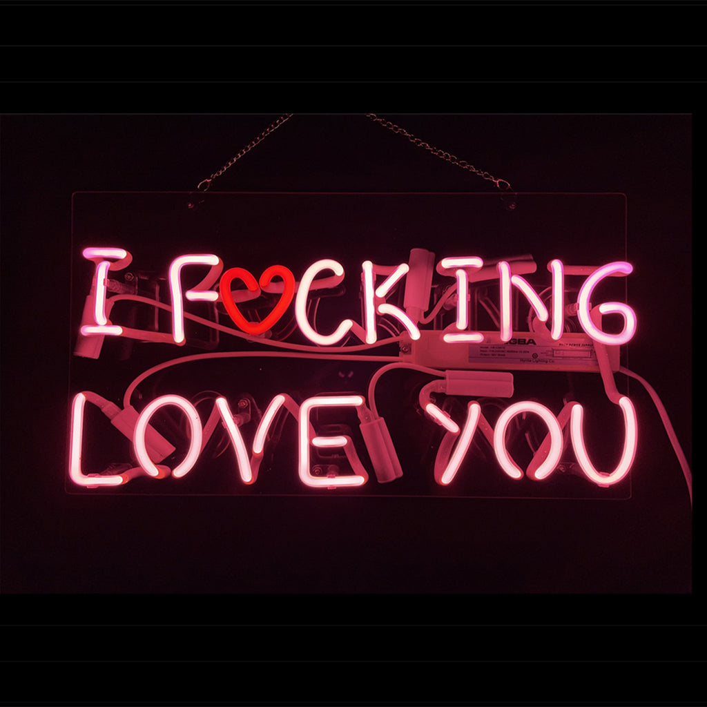 "I fucking love you neon sign glass- perfect for garages, man caves, gifts. Eye-catching on wall and window"