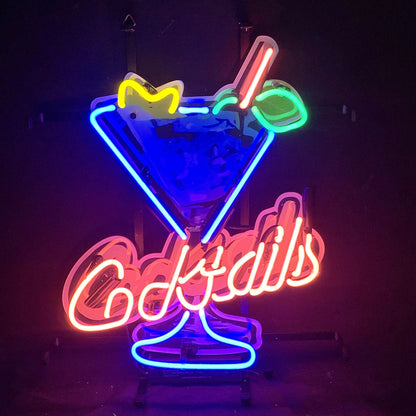 Ice Cocktails with Martini Cup Neon Signs