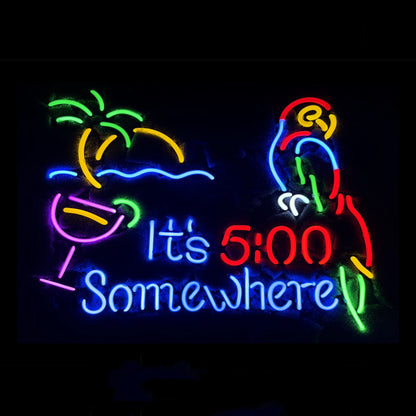 It's 5 o'clock Somewhere Parrot Neon Signs Light