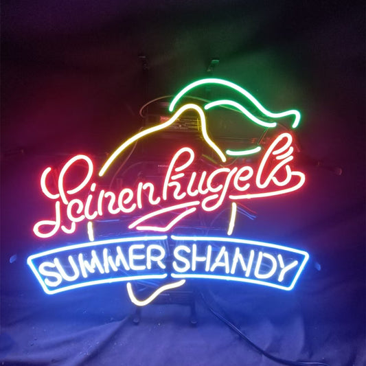 "Leinenkugel's Summer Shandy neon sign glass - bright and vibrant logo, perfect for bars, business shop, garage, man caves wall decor."