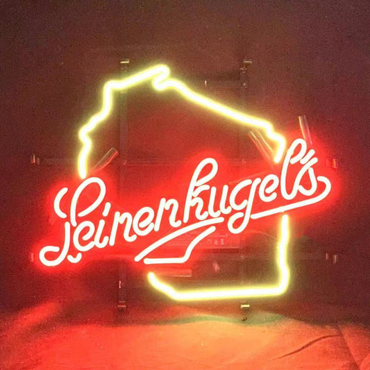 "Leinenkugels Beer with Wisconsin Map neon sign glass - bright and vibrant logo, perfect for bars, game rooms, and man caves."