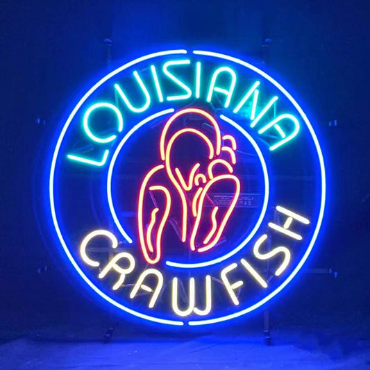 "Louisiana Crawfish neon sign glass- perfect for garages, man caves or bedrooms"