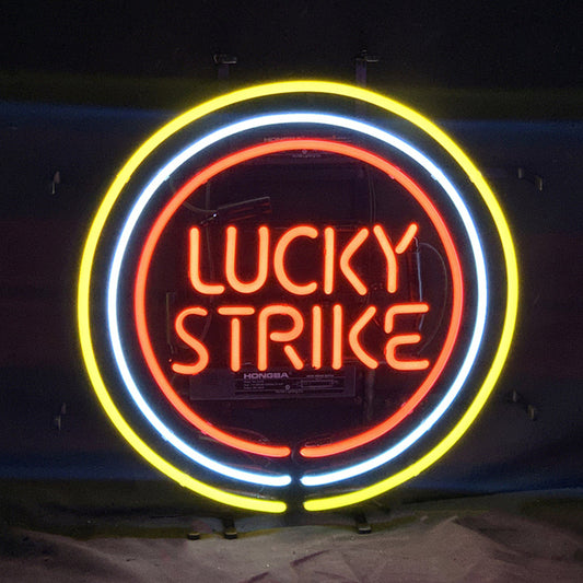 "Lucky Strike Cigarette neon sign glass- perfect for garages, man caves or bedrooms"