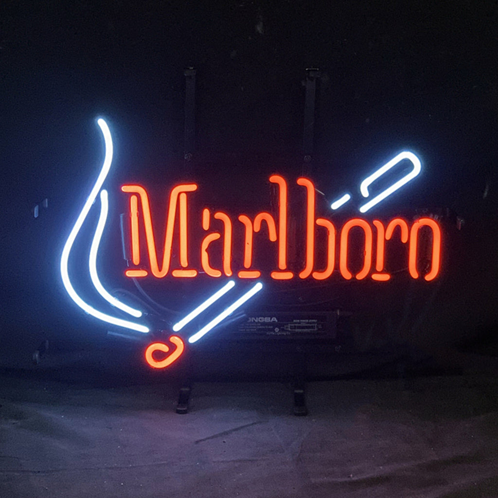 "Marlboro Cigarette neon sign glass- perfect for garages, man caves or bedrooms"