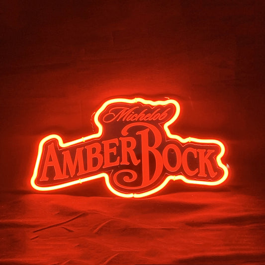 "Acrylic Michelob Amber Bock neon sign glass - bright and vibrant logo, perfect for bars, shops, man caves gift decoration."