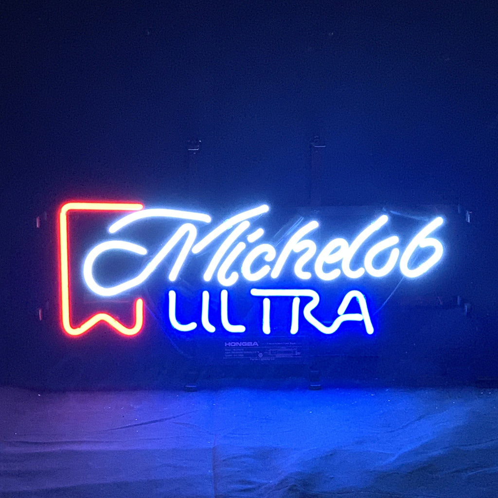 "Michelob Ultra neon sign glass - bright and vibrant logo, perfect for bars, shops, man caves gift decoration."