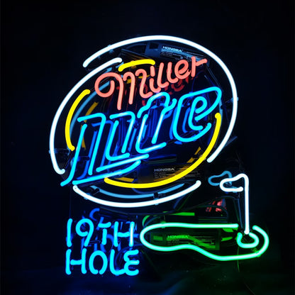 Miller Lite 19th Hole Golf Neon Light Sign