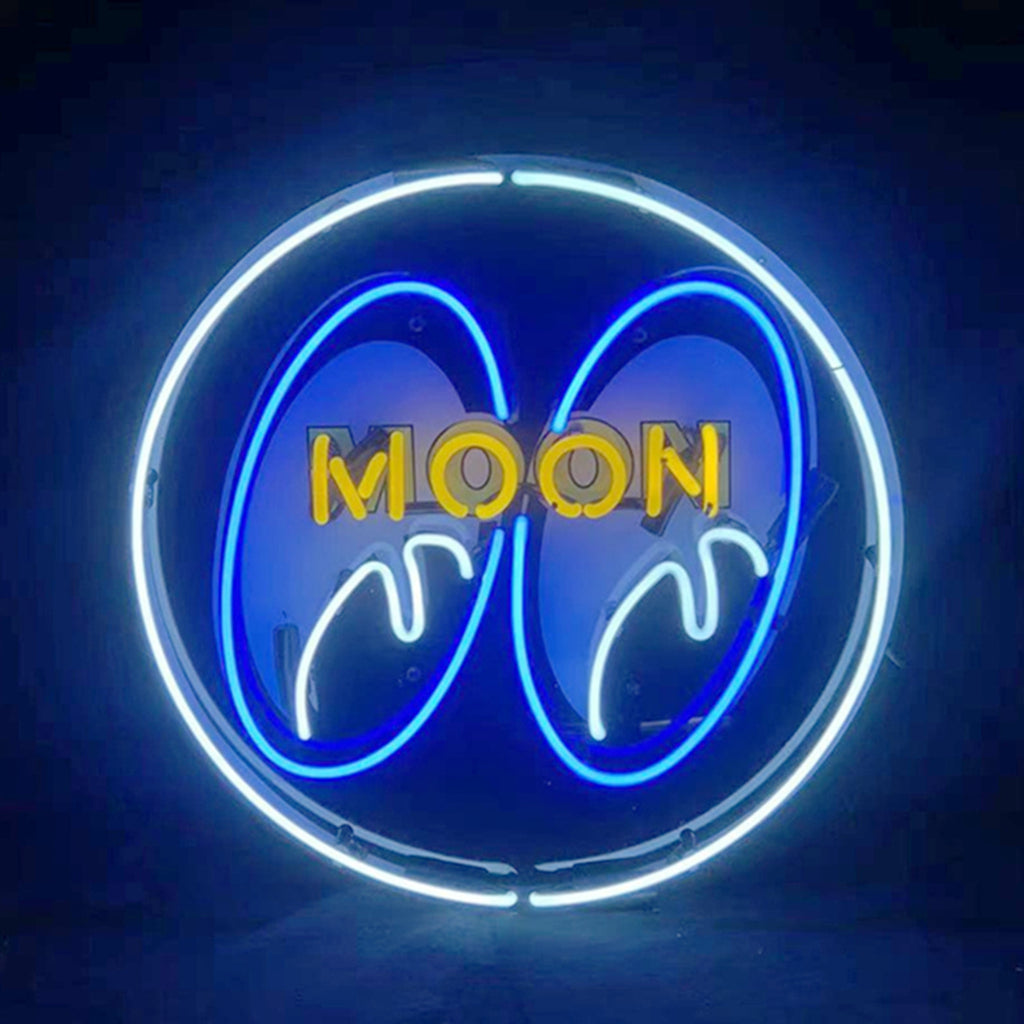 Moon Eyes Neon Signs White