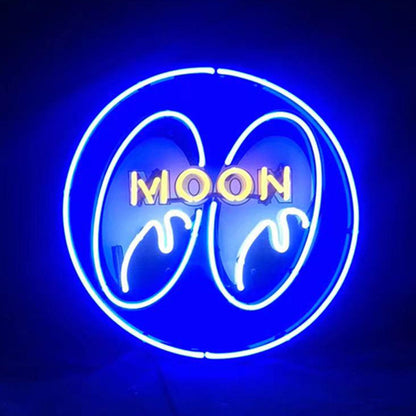 "Moon Eyes Blue neon signs with HD Printed Logo- perfect for garages, man caves, or game rooms, ideas for gift"