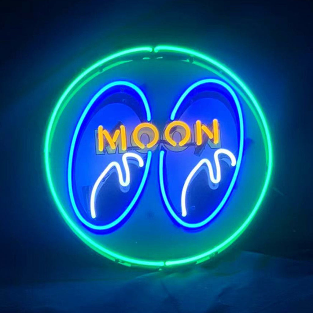 "Moon Eyes Green neon signs with HD Printed Logo- perfect for garages, man caves, or game rooms, ideas for gift"