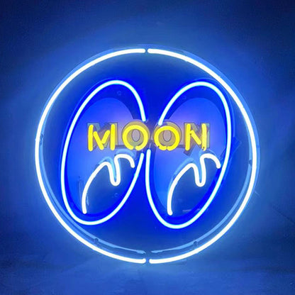 "Moon Eyes white neon signs with HD Printed Logo- perfect for garages, man caves, or game rooms, ideas for gift"