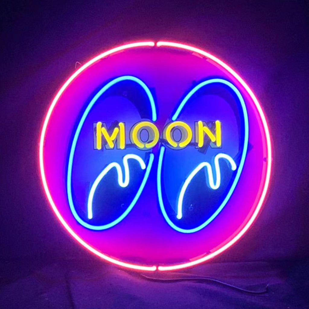 "Moon Eyes Pink neon signs with HD Printed Logo- perfect for garages, man caves, or game rooms, ideas for gift"